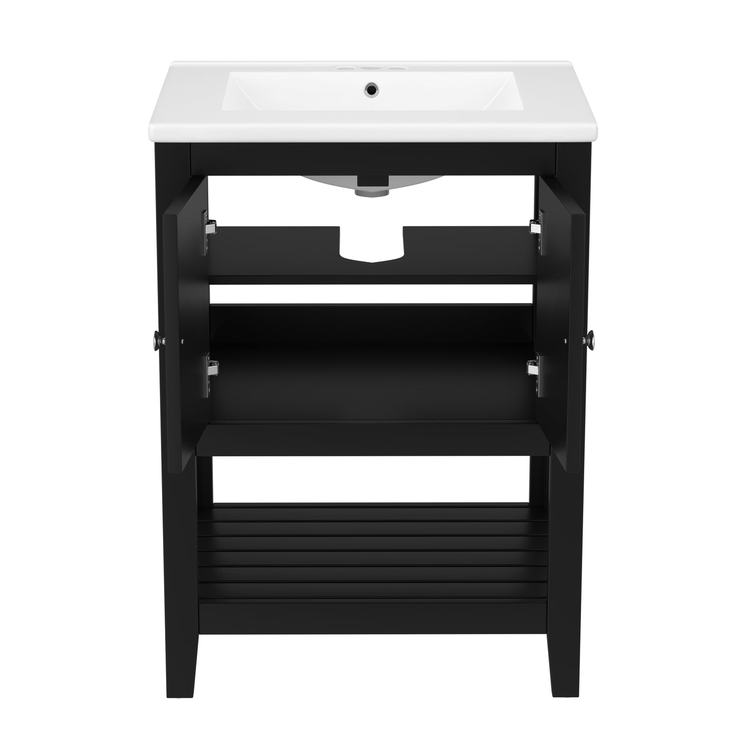 VanityFus 24-in Black Bathroom Vanity Single Sink Combo Ceramic Top 1 door Undermount