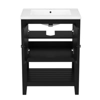 VanityFus 24-in Black Bathroom Vanity Single Sink Combo Ceramic Top 1 door Undermount