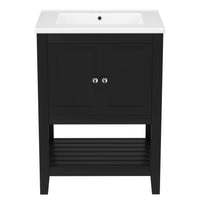 VanityFus 24-in Black Bathroom Vanity Single Sink Combo Ceramic Top 1 door Undermount