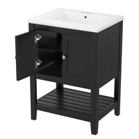 VanityFus 24-in Black Bathroom Vanity Single Sink Combo Ceramic Top 1 door Undermount