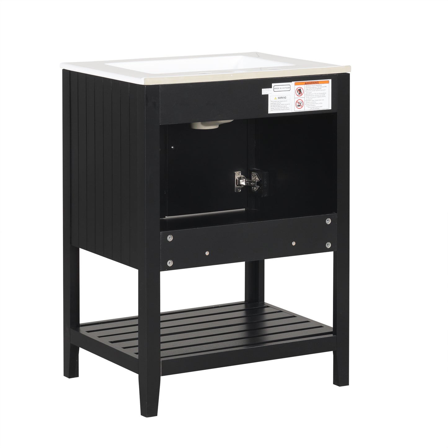 VanityFus 24-in Black Bathroom Vanity Single Sink Combo Ceramic Top 1 door Undermount