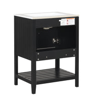 VanityFus 24-in Black Bathroom Vanity Single Sink Combo Ceramic Top 1 door Undermount