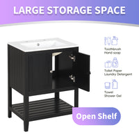 VanityFus 24-in Black Bathroom Vanity Single Sink Combo Ceramic Top 1 door Undermount