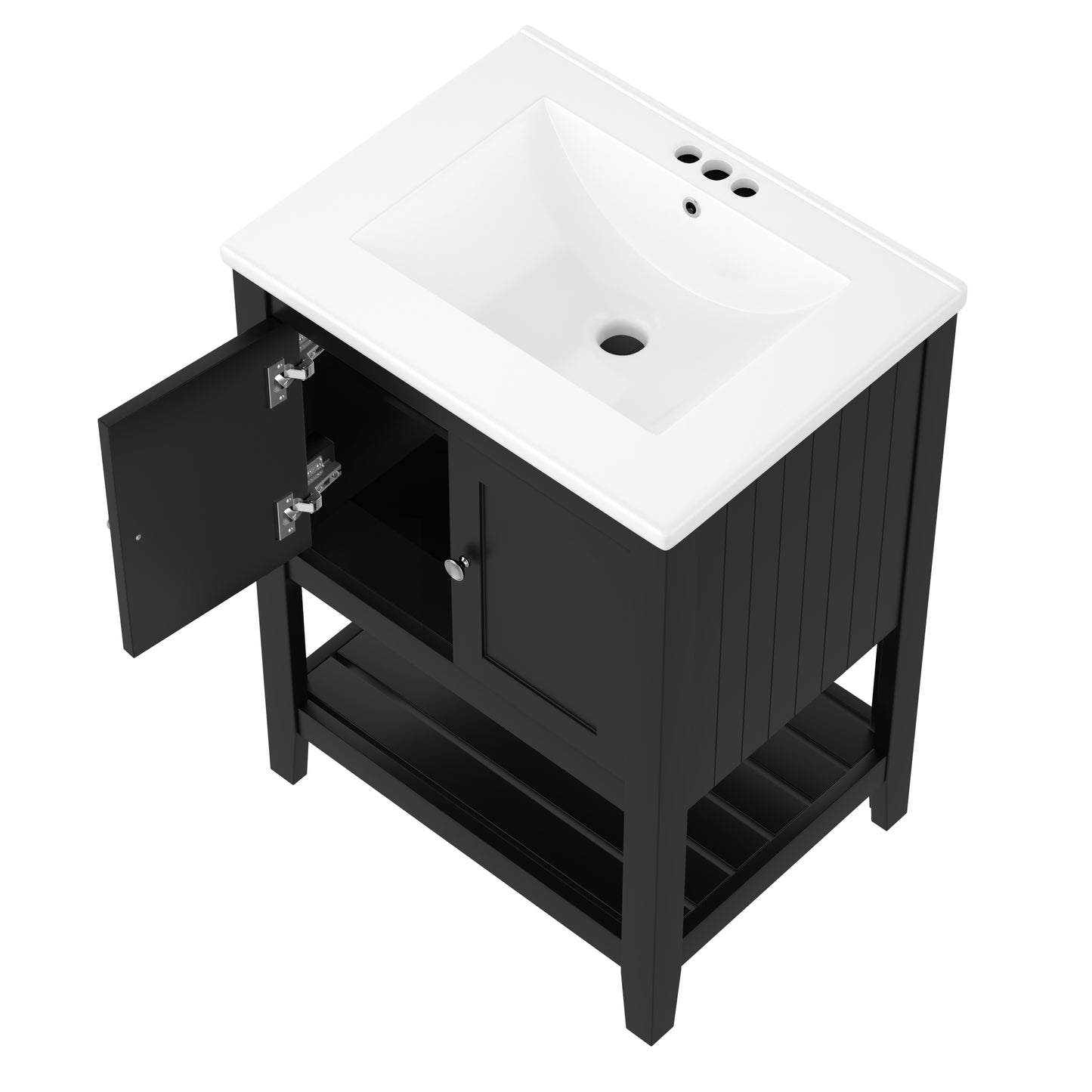 VanityFus 24-in Black Bathroom Vanity Single Sink Combo Ceramic Top 1 door Undermount