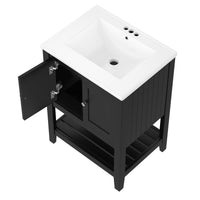 VanityFus 24-in Black Bathroom Vanity Single Sink Combo Ceramic Top 1 door Undermount