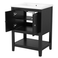 VanityFus 24-in Black Bathroom Vanity Single Sink Combo Ceramic Top 1 door Undermount