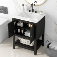 VanityFus 24-in Black Bathroom Vanity Single Sink Combo Ceramic Top 1 door Undermount