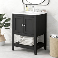 VanityFus 24-in Black Bathroom Vanity Single Sink Combo Ceramic Top 1 door Undermount