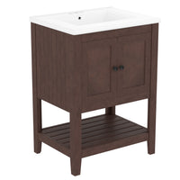 VanityFus 24-in Brown Bathroom Vanity Single Sink Combo Ceramic Top 1 door Undermount