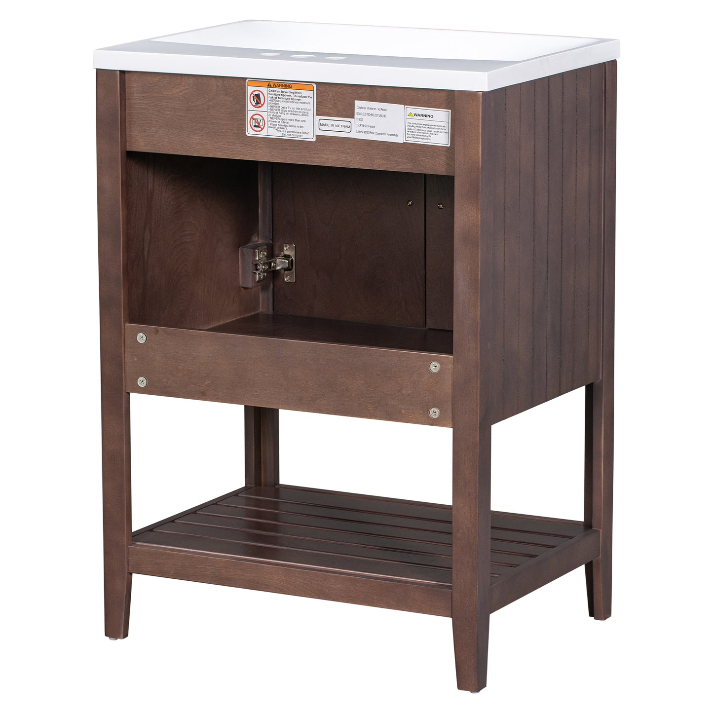 VanityFus 24-in Brown Bathroom Vanity Single Sink Combo Ceramic Top 1 door Undermount