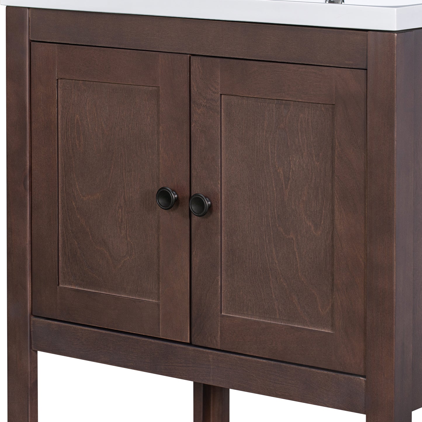 VanityFus 24-in Brown Bathroom Vanity Single Sink Combo Ceramic Top 1 door Undermount
