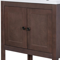 VanityFus 24-in Brown Bathroom Vanity Single Sink Combo Ceramic Top 1 door Undermount