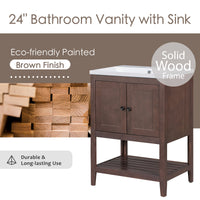 VanityFus 24-in Brown Bathroom Vanity Single Sink Combo Ceramic Top 1 door Undermount