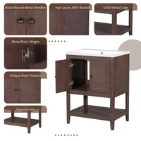 VanityFus 24-in Brown Bathroom Vanity Single Sink Combo Ceramic Top 1 door Undermount