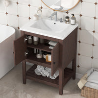 VanityFus 24-in Brown Bathroom Vanity Single Sink Combo Ceramic Top 1 door Undermount