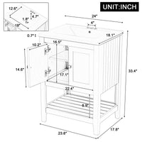 VanityFus 24-in Brown Bathroom Vanity Single Sink Combo Ceramic Top 1 door Undermount