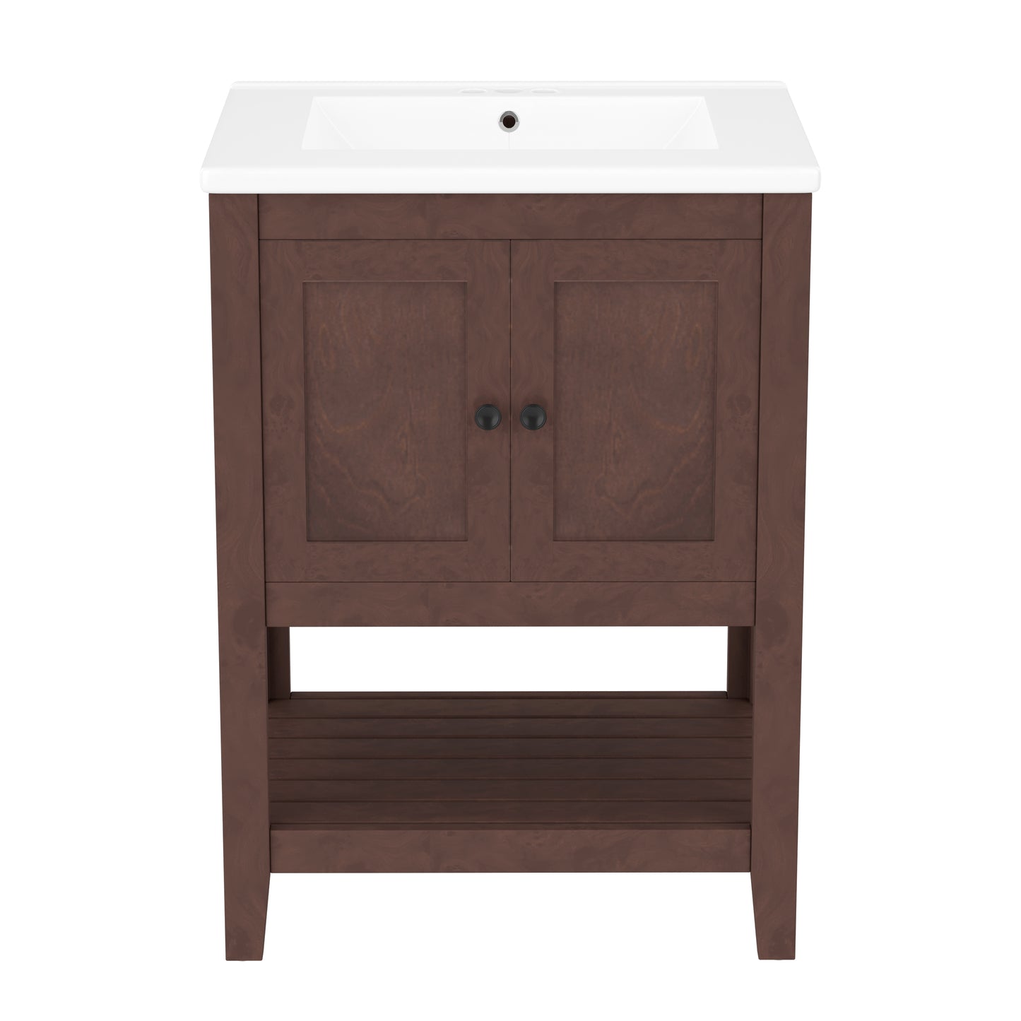 VanityFus 24-in Brown Bathroom Vanity Single Sink Combo Ceramic Top 1 door Undermount