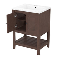 VanityFus 24-in Brown Bathroom Vanity Single Sink Combo Ceramic Top 1 door Undermount