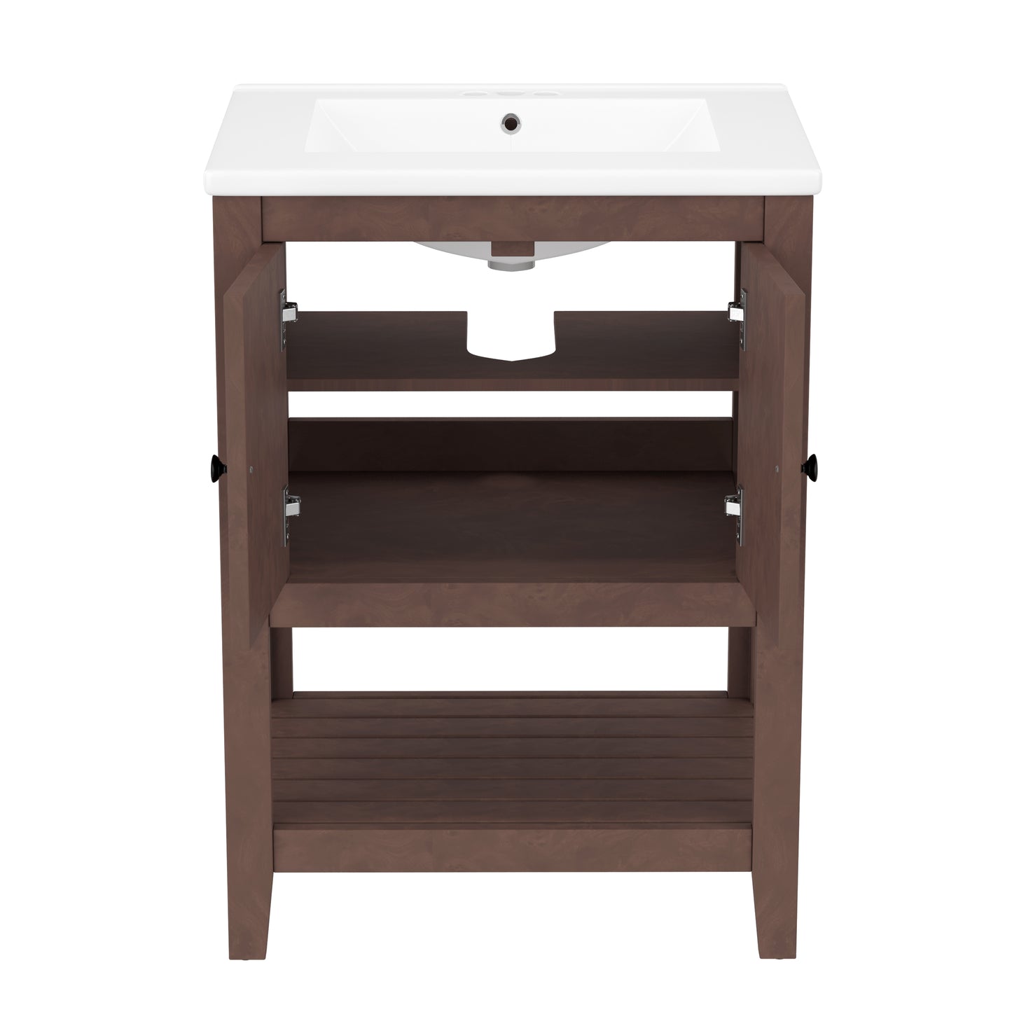 VanityFus 24-in Brown Bathroom Vanity Single Sink Combo Ceramic Top 1 door Undermount