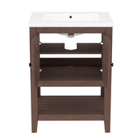 VanityFus 24-in Brown Bathroom Vanity Single Sink Combo Ceramic Top 1 door Undermount