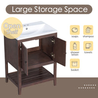 VanityFus 24-in Brown Bathroom Vanity Single Sink Combo Ceramic Top 1 door Undermount