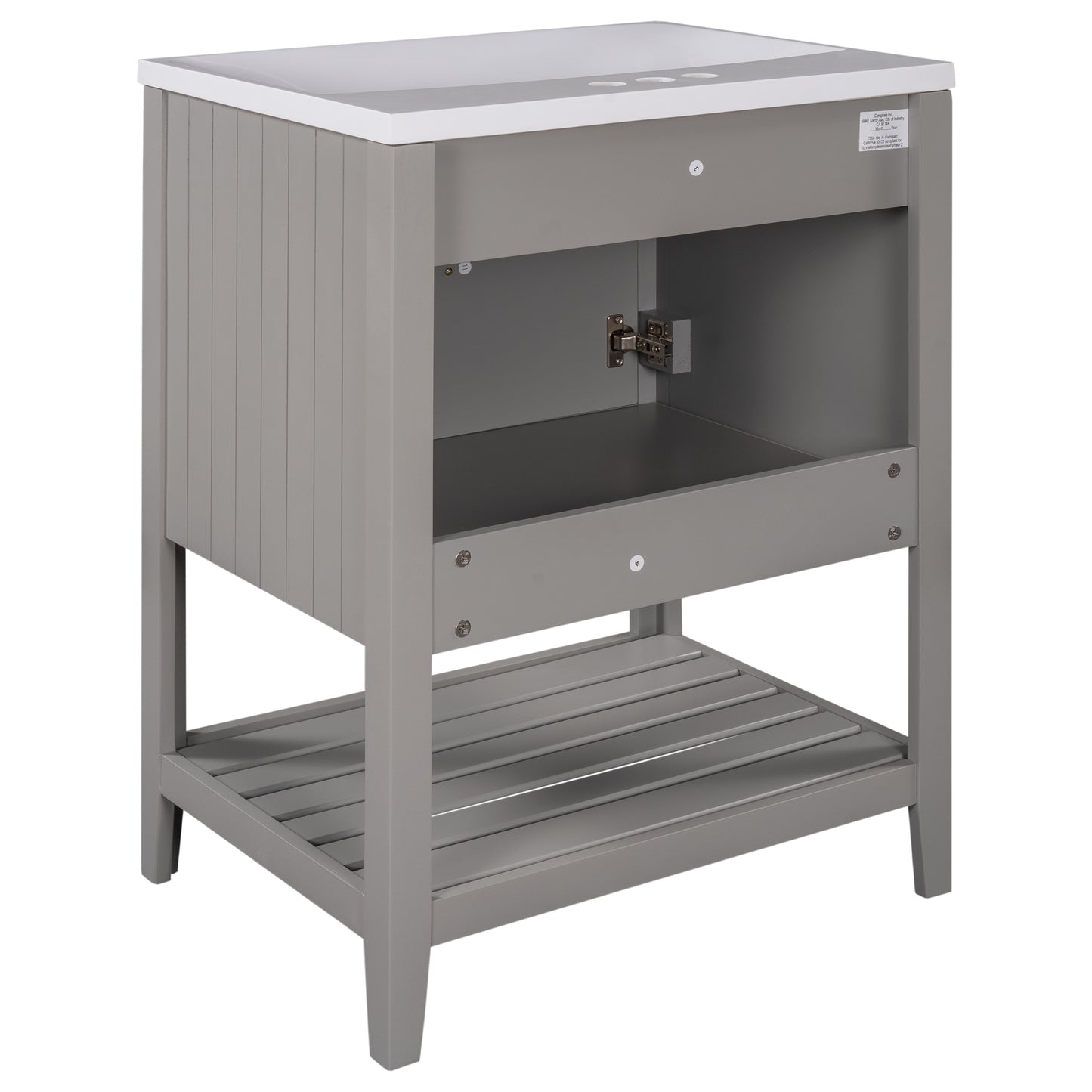 VanityFus 24-in gray Bathroom Vanity Single Sink Combo Ceramic Top 1 door Undermount