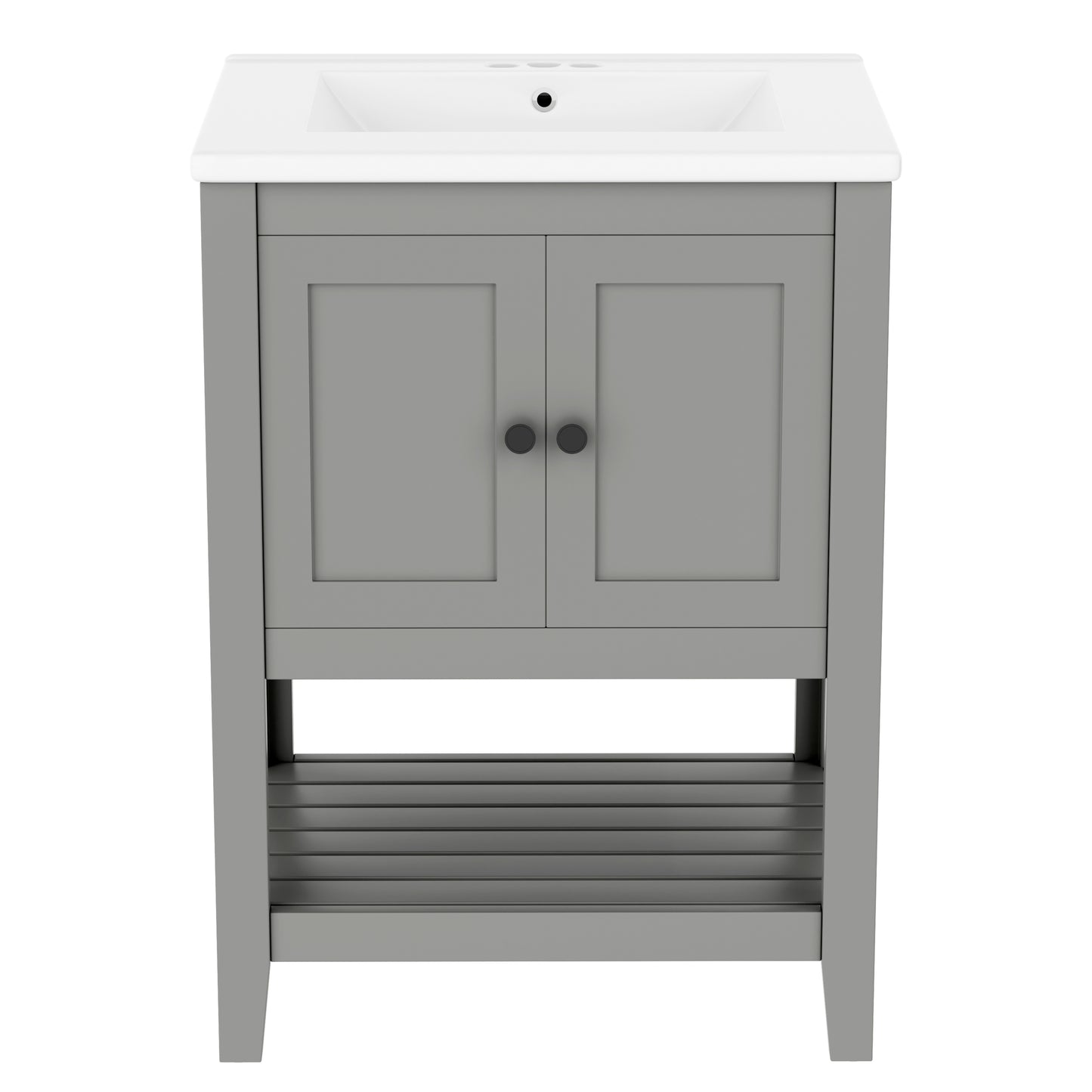 VanityFus 24-in gray Bathroom Vanity Single Sink Combo Ceramic Top 1 door Undermount