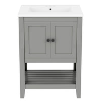 VanityFus 24-in gray Bathroom Vanity Single Sink Combo Ceramic Top 1 door Undermount