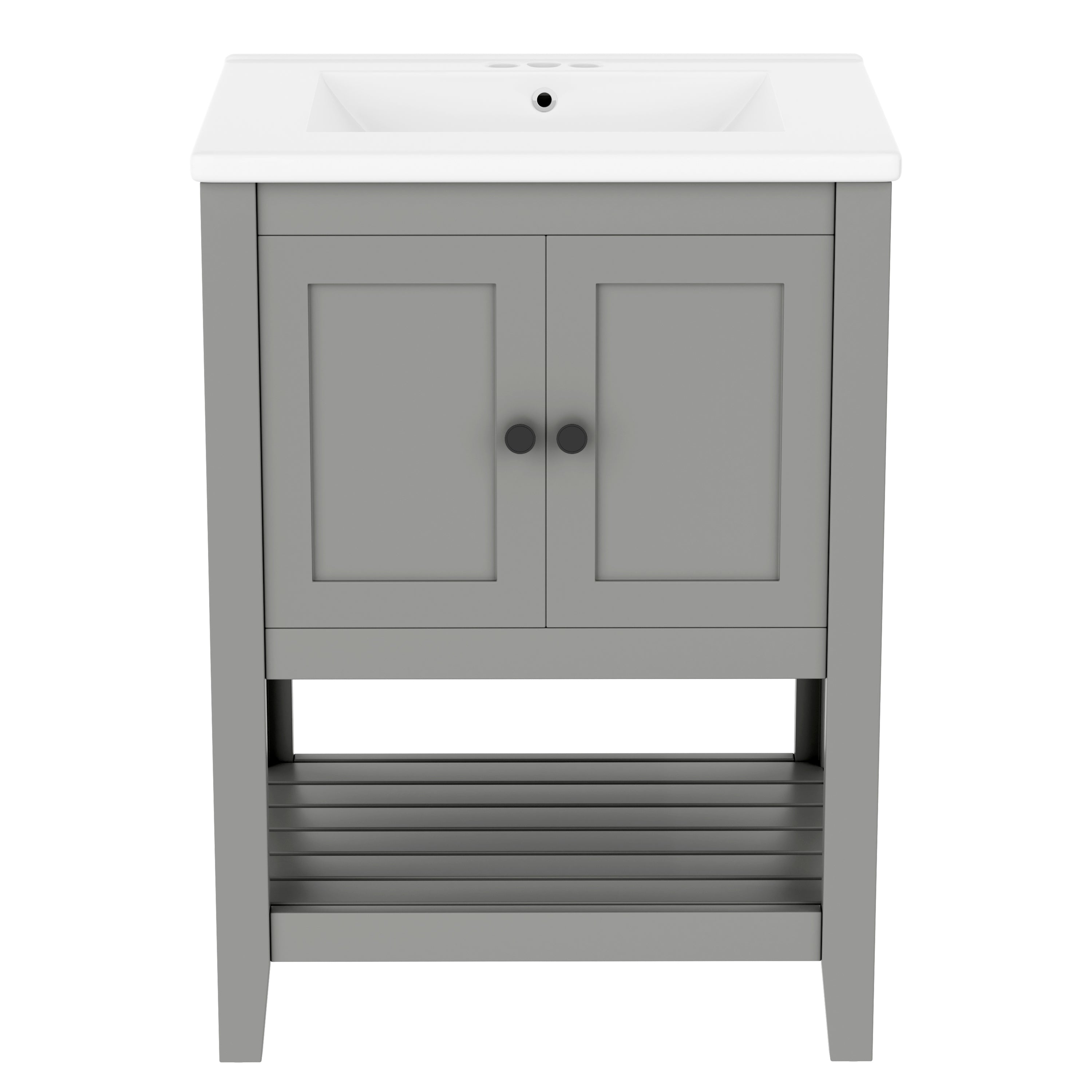 VanityFus 24-in gray Bathroom Vanity Single Sink Combo Ceramic Top 1 door Undermount