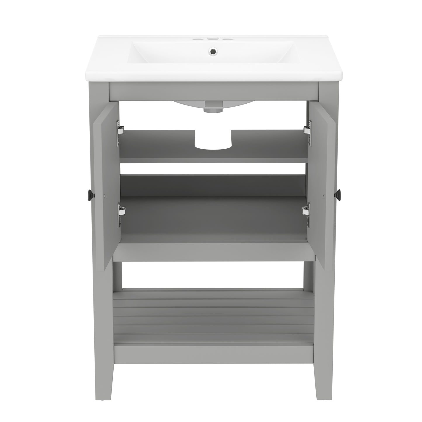 VanityFus 24-in gray Bathroom Vanity Single Sink Combo Ceramic Top 1 door Undermount