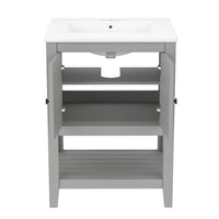VanityFus 24-in gray Bathroom Vanity Single Sink Combo Ceramic Top 1 door Undermount