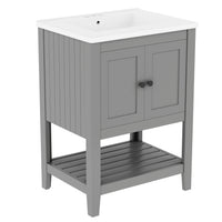 VanityFus 24-in gray Bathroom Vanity Single Sink Combo Ceramic Top 1 door Undermount
