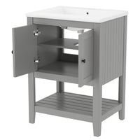 VanityFus 24-in gray Bathroom Vanity Single Sink Combo Ceramic Top 1 door Undermount