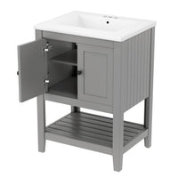 VanityFus 24-in gray Bathroom Vanity Single Sink Combo Ceramic Top 1 door Undermount