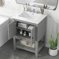 VanityFus 24-in gray Bathroom Vanity Single Sink Combo Ceramic Top 1 door Undermount
