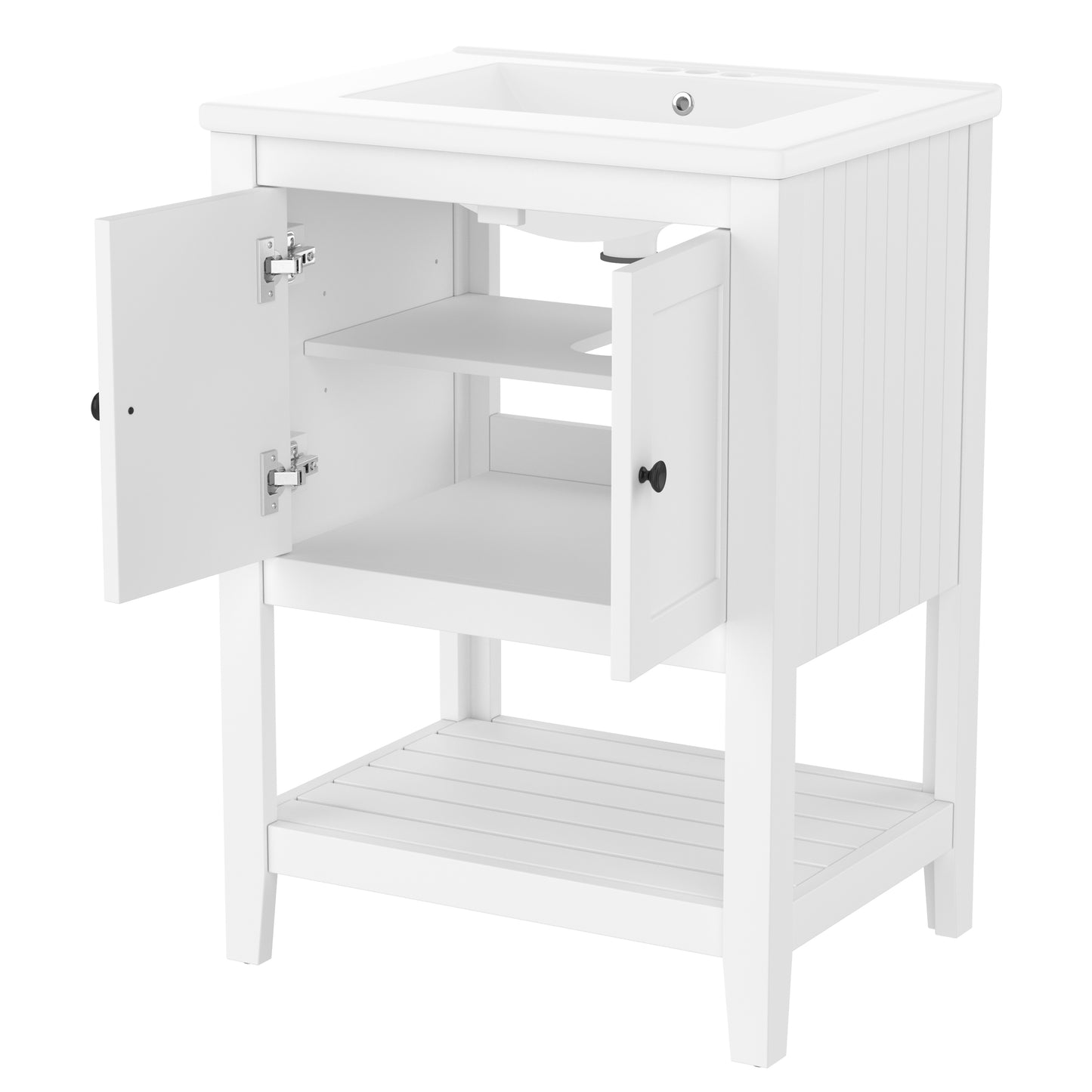 VanityFus 24-in White Bathroom Vanity Single Sink Combo Ceramic Top 1 door Undermount