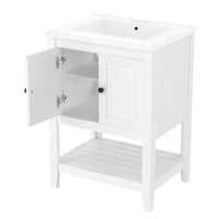 VanityFus 24-in White Bathroom Vanity Single Sink Combo Ceramic Top 1 door Undermount