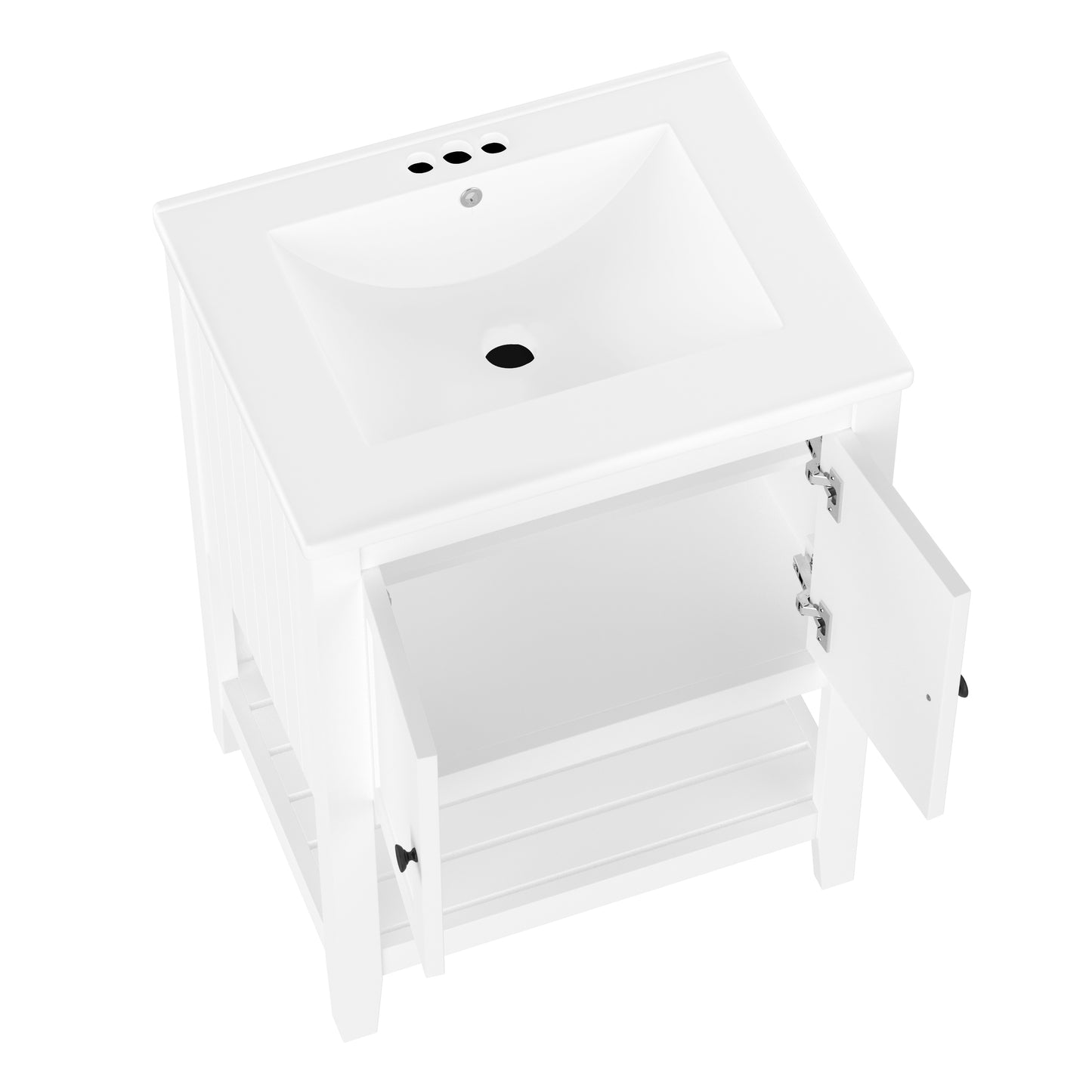 VanityFus 24-in White Bathroom Vanity Single Sink Combo Ceramic Top 1 door Undermount