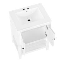 VanityFus 24-in White Bathroom Vanity Single Sink Combo Ceramic Top 1 door Undermount