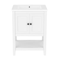 VanityFus 24-in White Bathroom Vanity Single Sink Combo Ceramic Top 1 door Undermount