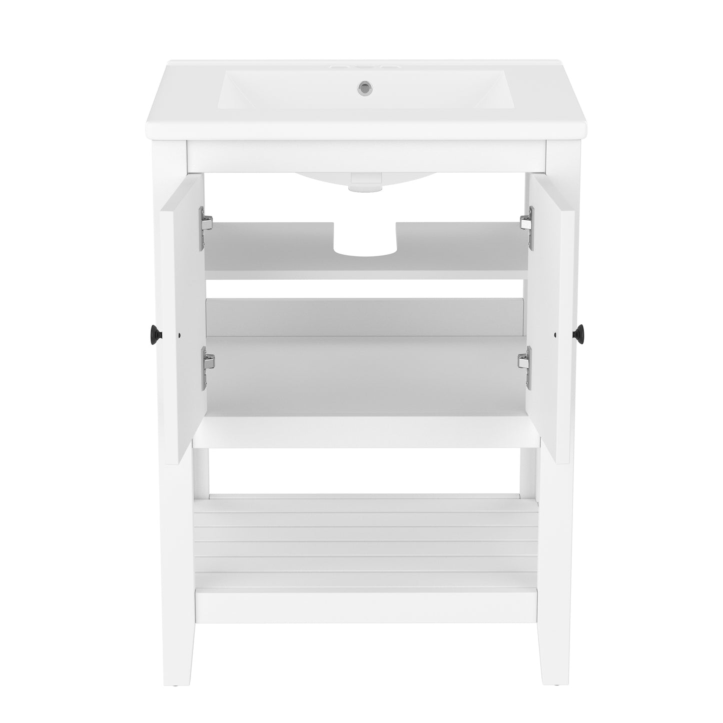 VanityFus 24-in White Bathroom Vanity Single Sink Combo Ceramic Top 1 door Undermount