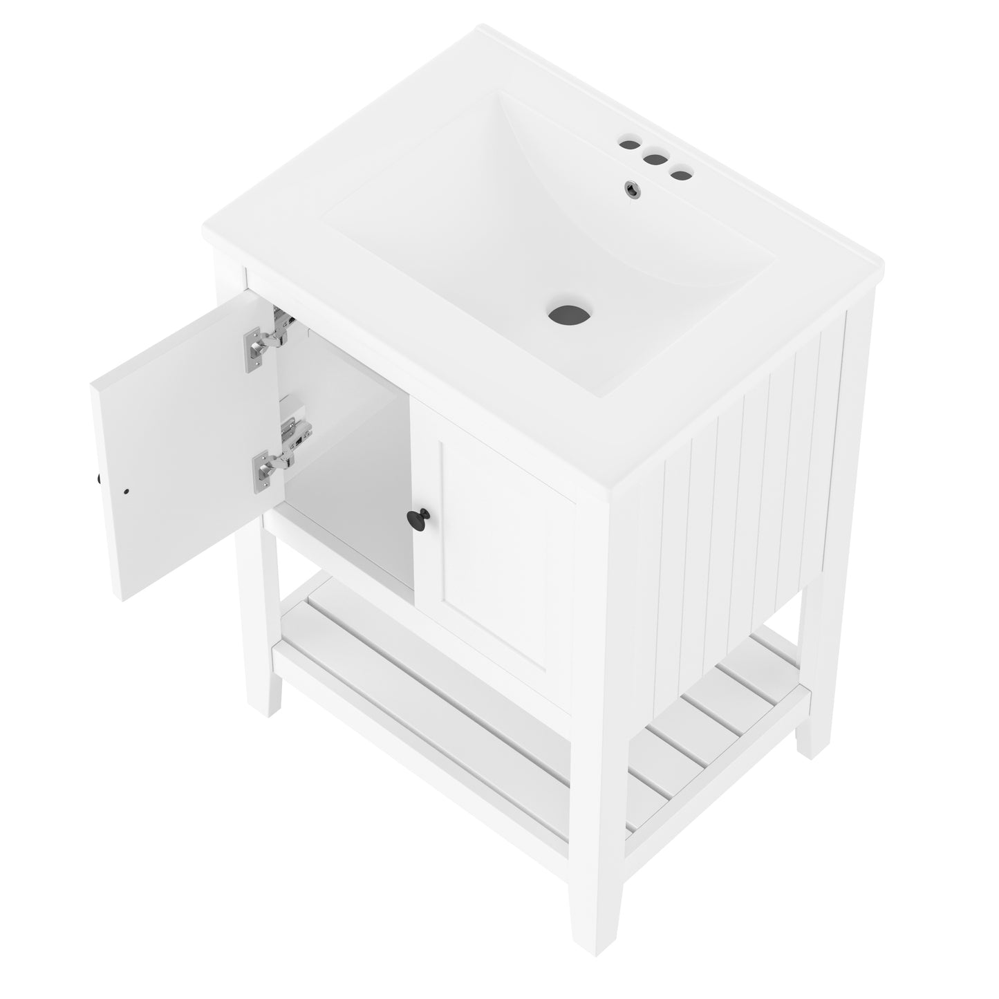 VanityFus 24-in White Bathroom Vanity Single Sink Combo Ceramic Top 1 door Undermount
