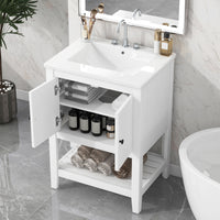 VanityFus 24-in White Bathroom Vanity Single Sink Combo Ceramic Top 1 door Undermount