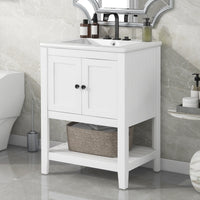 VanityFus 24-in White Bathroom Vanity Single Sink Combo Ceramic Top 1 door Undermount