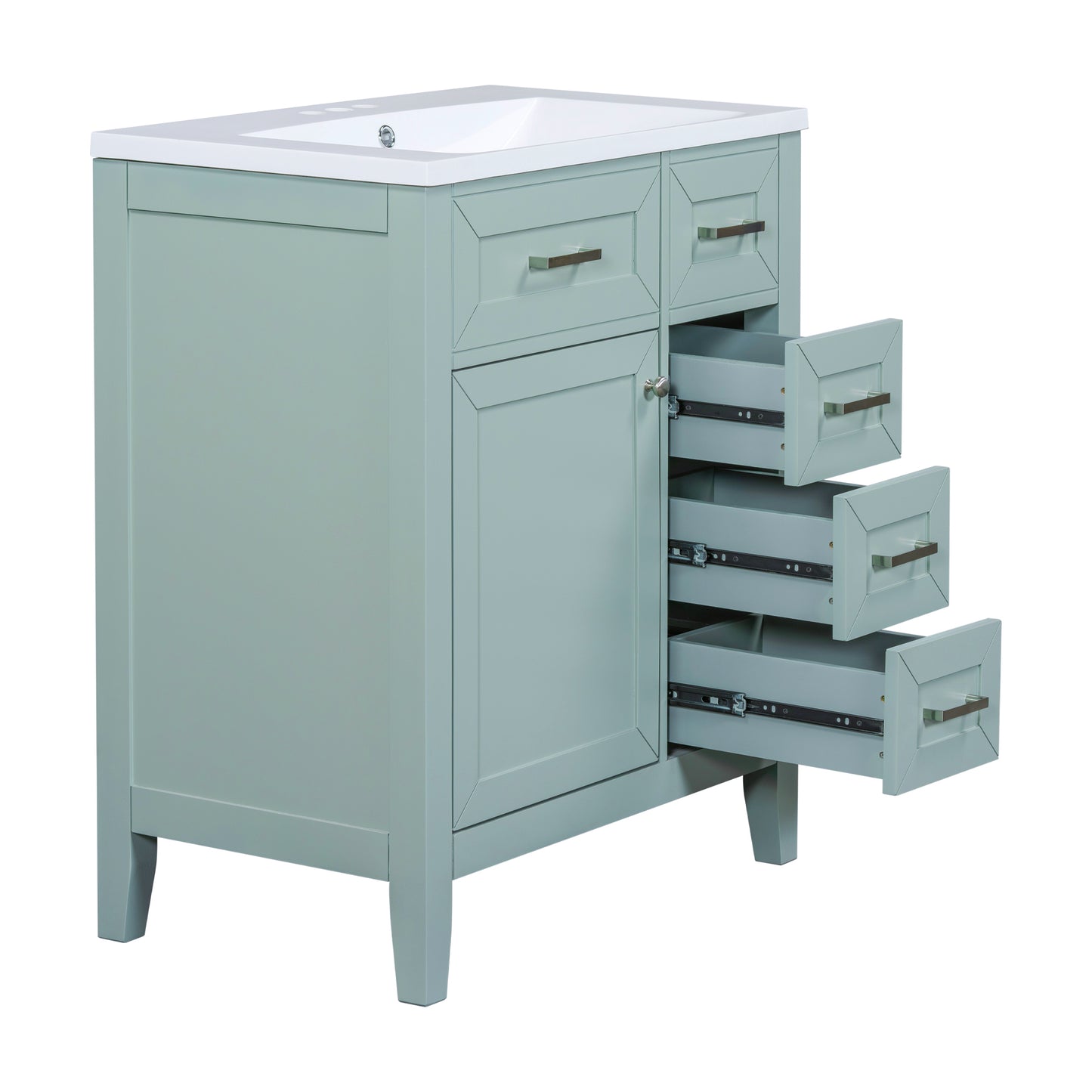 VanityFus 18.6-in Green Bathroom Vanity Single Sink Combo Undermount with Ceramic Top 1 door 3 drawers