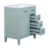 VanityFus 18.6-in Green Bathroom Vanity Single Sink Combo Undermount with Ceramic Top 1 door 3 drawers