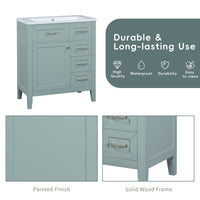 VanityFus 18.6-in Green Bathroom Vanity Single Sink Combo Undermount with Ceramic Top 1 door 3 drawers