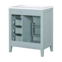 VanityFus 18.6-in Green Bathroom Vanity Single Sink Combo Undermount with Ceramic Top 1 door 3 drawers