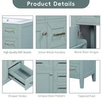 VanityFus 18.6-in Green Bathroom Vanity Single Sink Combo Undermount with Ceramic Top 1 door 3 drawers