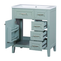 VanityFus 18.6-in Green Bathroom Vanity Single Sink Combo Undermount with Ceramic Top 1 door 3 drawers